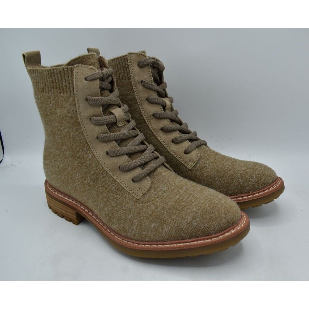 Sofft Womens Size 7 Landee Heathered Caramel Lace Up Knit Combat Boots Shoes - Picture 3 of 12